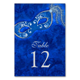 Blue Silver Masquerade Ball Mardi Gras Wedding Tischnummer