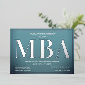Blue Silver MBA Abschluss Folieneinladung (Stehend vorne)