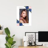 Blue Silver Memorial Beerdigung Foto Begrüßungszei Poster (Heimbüro)