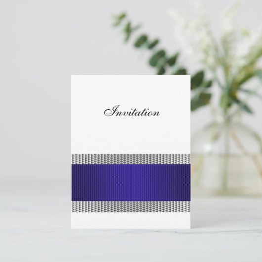 Blue & Silver Metal Trial Weiß Alle Veranstaltunge Einladung (Stehend Vorderseite)