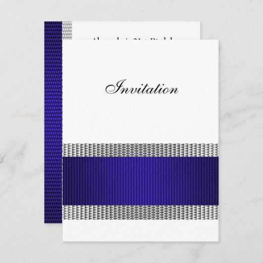 Blue & Silver Metal Trial Weiß Alle Veranstaltunge Einladung (Vorne/Hinten)
