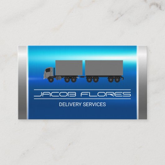 Blue Silver Metallic | Semi Truck Visitenkarte (Vorderseite)