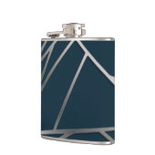 Blue Silver Modern Geometric Flachmann (Links)