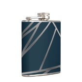 Blue Silver Modern Geometric Flachmann (Rechts)