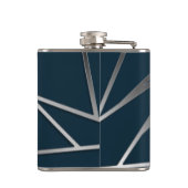 Blue Silver Modern Geometric Flachmann (Rückseite)