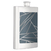 Blue Silver Modern Geometric Flachmann (Rechts)