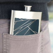 Blue Silver Modern Geometric Flachmann (Beispiel)