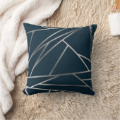 Blue Silver Modern Geometric Kissen (Decke)