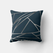 Blue Silver Modern Geometric Kissen (Rückseite)