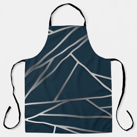 Blue Silver Modern Geometric Schürze (Vorderseite)