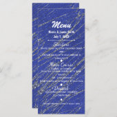 Blue & Silver Modern Glam Marble Stripe Party Menü Menükarte (Vorne/Hinten)
