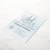 Blue & Silver Modern On Cloud 9 Bridal Shower Folieneinladung (Gedreht)