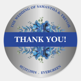 Blue Silver Moonlit Garden Essence Runder Aufkleber