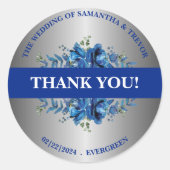 Blue Silver Moonlit Garden Essence Runder Aufkleber (Vorderseite)