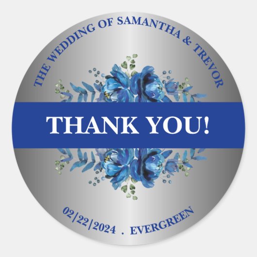 Blue Silver Moonlit Garden Essence Runder Aufkleber (Vorderseite)