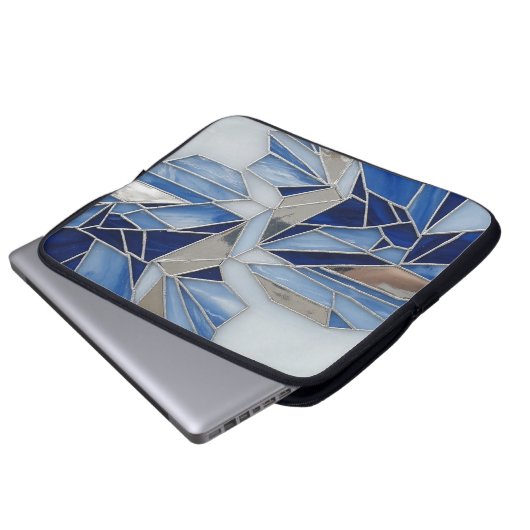 blue silver mosaic 1 laptopschutzhülle (Vorne Knopf)