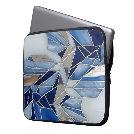 blue silver mosaic 1 laptopschutzhülle (Vorderseite Links)