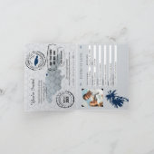 Blue Silver Ocho Rios Jamaica Wedding Passport Inv Einladung (Innenseite)