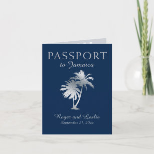 Blue Silver Ocho Rios Jamaica Wedding Passport Inv Einladung