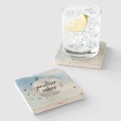 Blue Silver Ombre Stripes Steinuntersetzer (Seitenansicht)