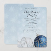 Blue & Silver Ornament Christmas Party Invitation Einladung (Vorne/Hinten)