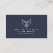 Blue Silver Owl Minimal Notary Loan Signing Agent Visitenkarte (Vorderseite)