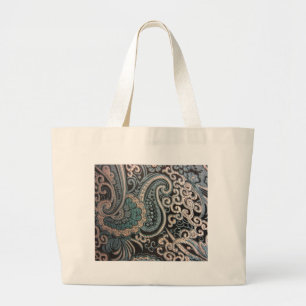 Blue & Silver Paisley Brocade Jumbo Stoffbeutel