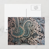 Blue & Silver Paisley Brocade Postkarte (Vorne/Hinten)
