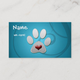 Blue Silver Paw Herz Pet Business Cards Visitenkarte