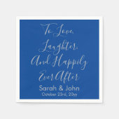 Blue Silver Personalisiert Script Hochzeitsempfang Serviette (Vorderseite)