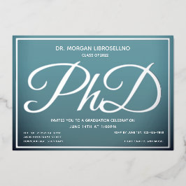 Blue Silver PhD Abschluss Folieneinladung