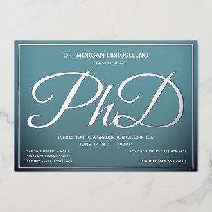 Blue Silver PhD Abschluss Folieneinladung