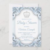 Blue Silver Prince Baby Dusche Einladungen (Vorderseite)