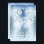 Blue Silver Princess Glitzer Dress Sweet 16 Party Einladung<br><div class="desc">Customize for your event!</div>
