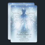 Blue Silver Princess Glitzer Dress Sweet 16 Party Einladung<br><div class="desc">Customize for your event!</div>