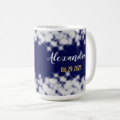 Blue Silver Quinceanera Vintag Boho Spanisch Kaffeetasse (VorderseiteRechts)