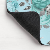 Blue Silver Rose Lace Mousepad (Ecke)