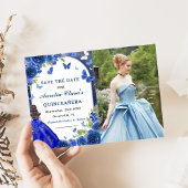 Blue Silver Rose Quinceanera Foto Save The Date