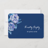 Blue Silver Rose Wedding RSVP (Vorderseite)