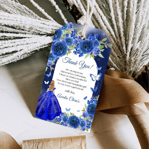 Blue Silver Rosen Quinceanera Geburtstag Geschenkanhänger