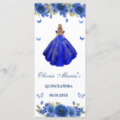 Blue Silver Rosen Quinceanera Menükarte (Rückseite)