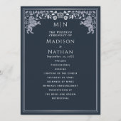 Blue & Silver Royal Lion Mittelalterliche Hochzeit Programm (Vorderseite)