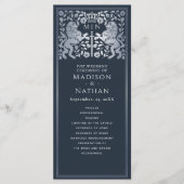 Blue & Silver Royal Lion Mittelalterliche Hochzeit Programm (Vorderseite)