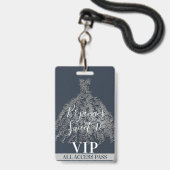 Blue Silver Rustic Blätter Dress Sweet 16 VIP Pass Ausweis (Front with Lanyard)