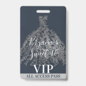 Blue Silver Rustic Blätter Dress Sweet 16 VIP Pass Ausweis (Back)
