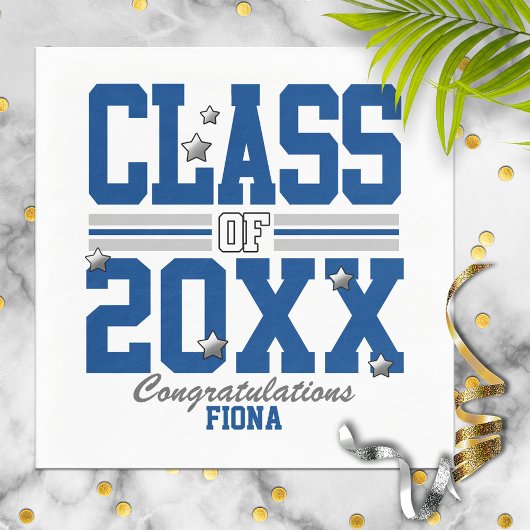 Blue|Silver Schließ Class Year Serviette
