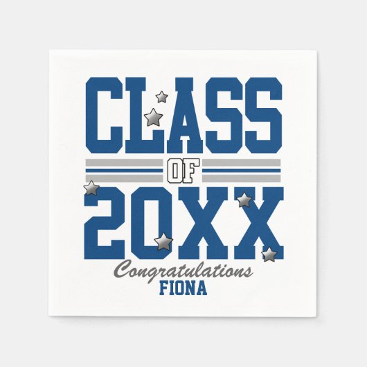 Blue|Silver Schließ Class Year Serviette (Vorderseite)