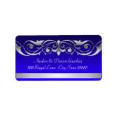 Blue Silver Scroll Address Labels für Großherzogtu Adressaufkleber (Vorne)