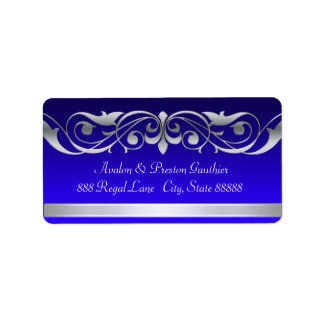 Blue Silver Scroll Address Labels für Großherzogtu Adressaufkleber