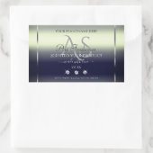 Blue Silver Shimmery Product Label Jewels Monogram Rechteckiger Aufkleber (Tasche)
